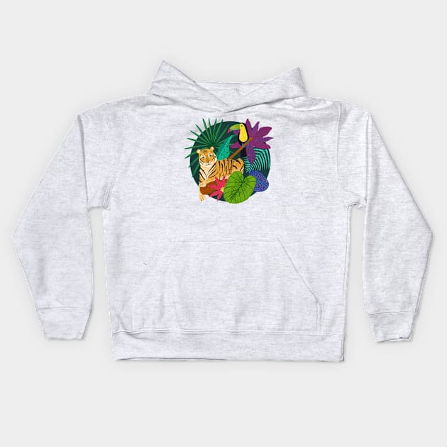 Tropical landscape Kids Hoodie by Circe Oropeza